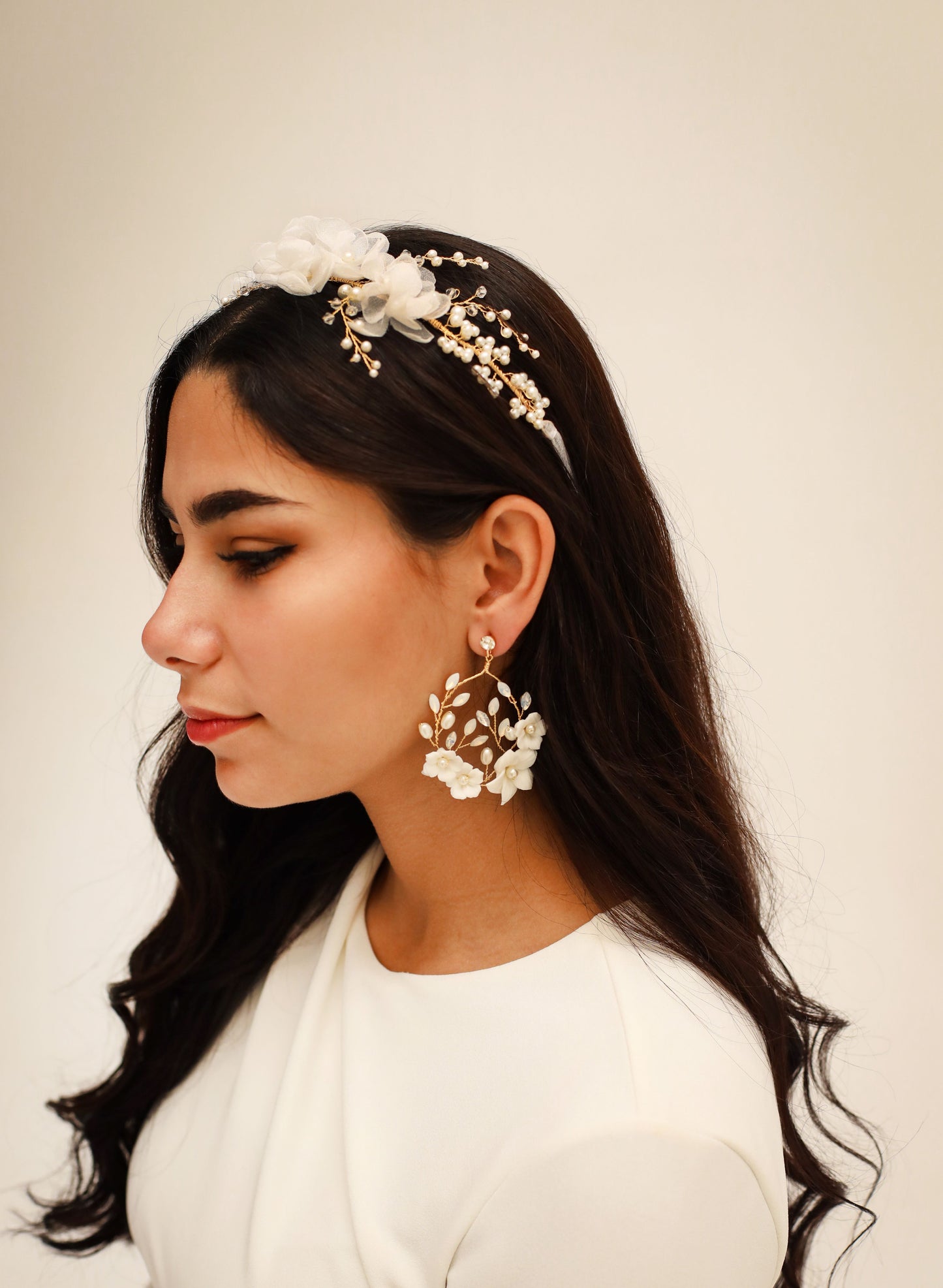 White Flower Earrings