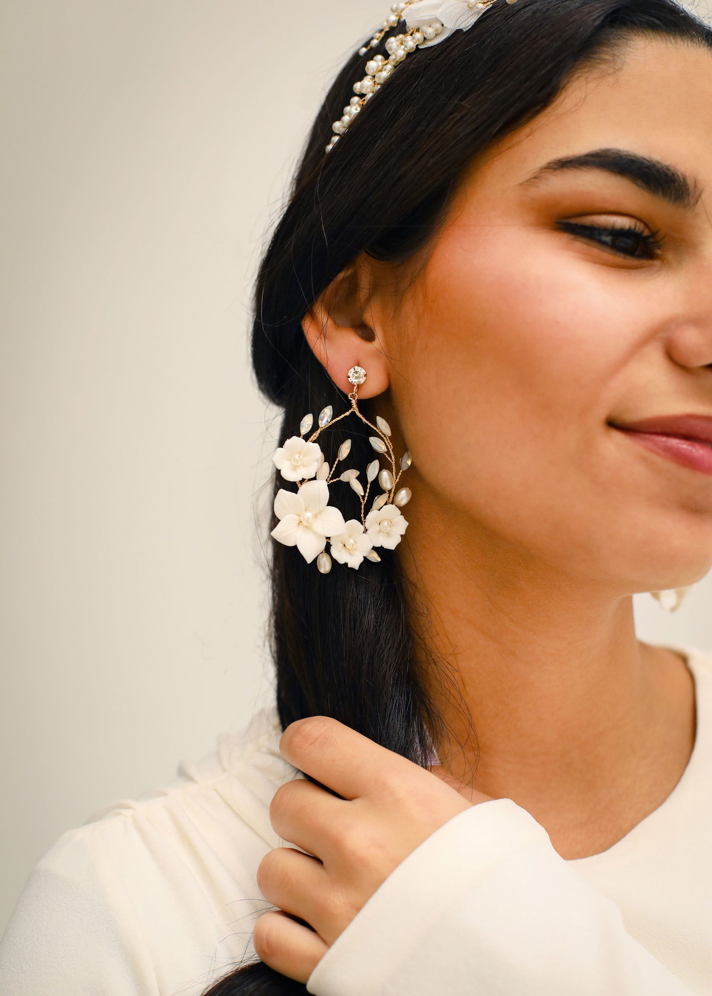 White Flower Earrings