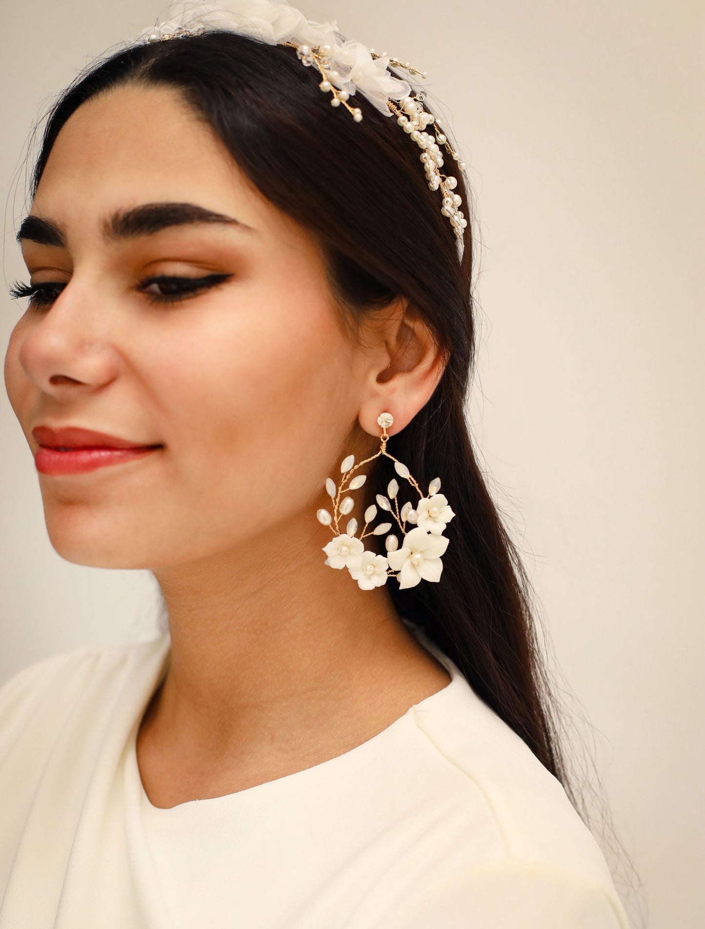 White Flower Earrings