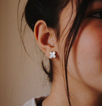 White VC Earrings