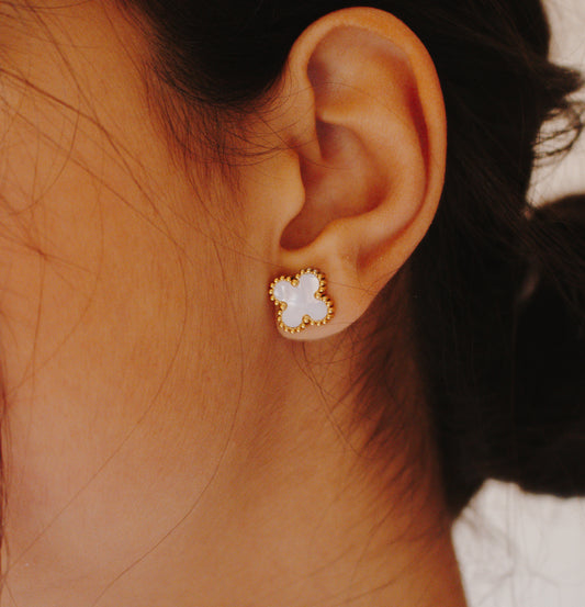 White VC Earrings