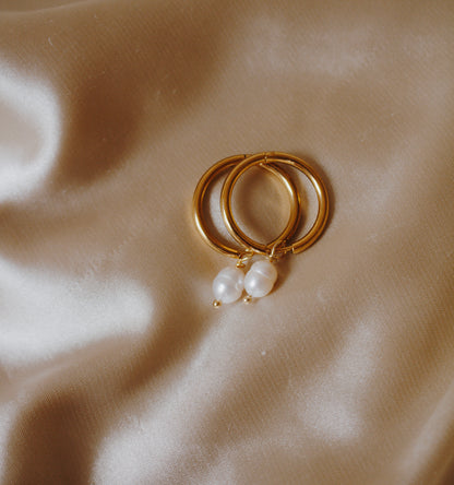 Single Pearl Hoops