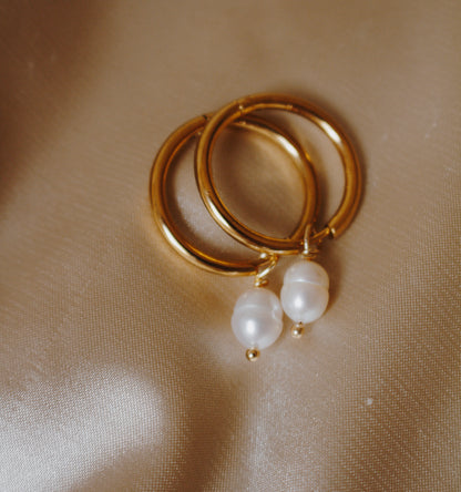 Single Pearl Hoops